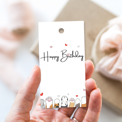 Printable Birthday Gift Tag - Cute Cat Paws