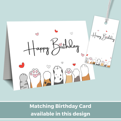 Printable Birthday Gift Tag - Cute Cat Paws