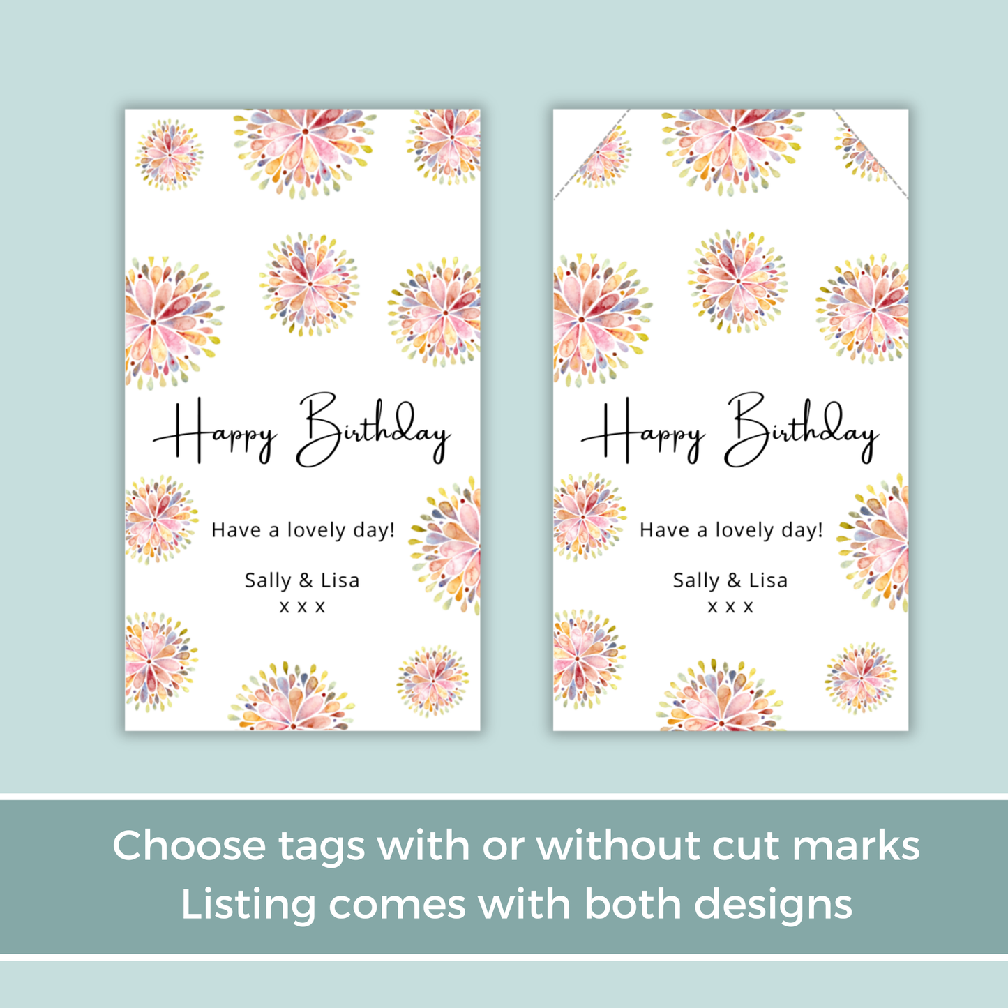 Editable Birthday Gift Tag - Pink Floral