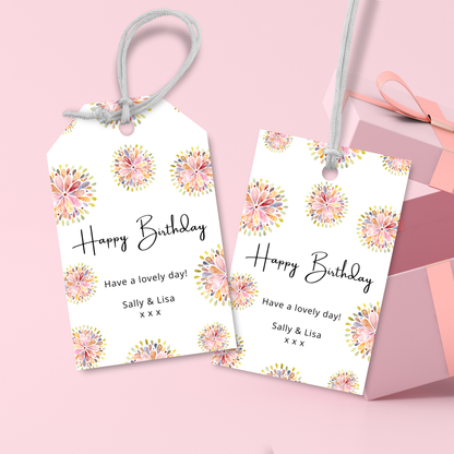 Editable Birthday Gift Tag - Pink Floral