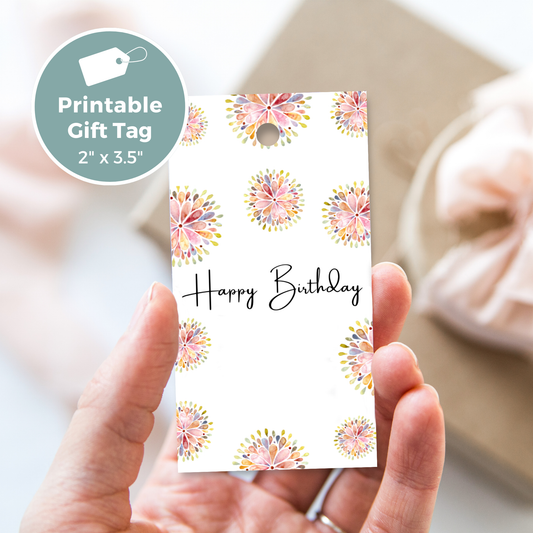 Printable Birthday Gift Tag - Flowers