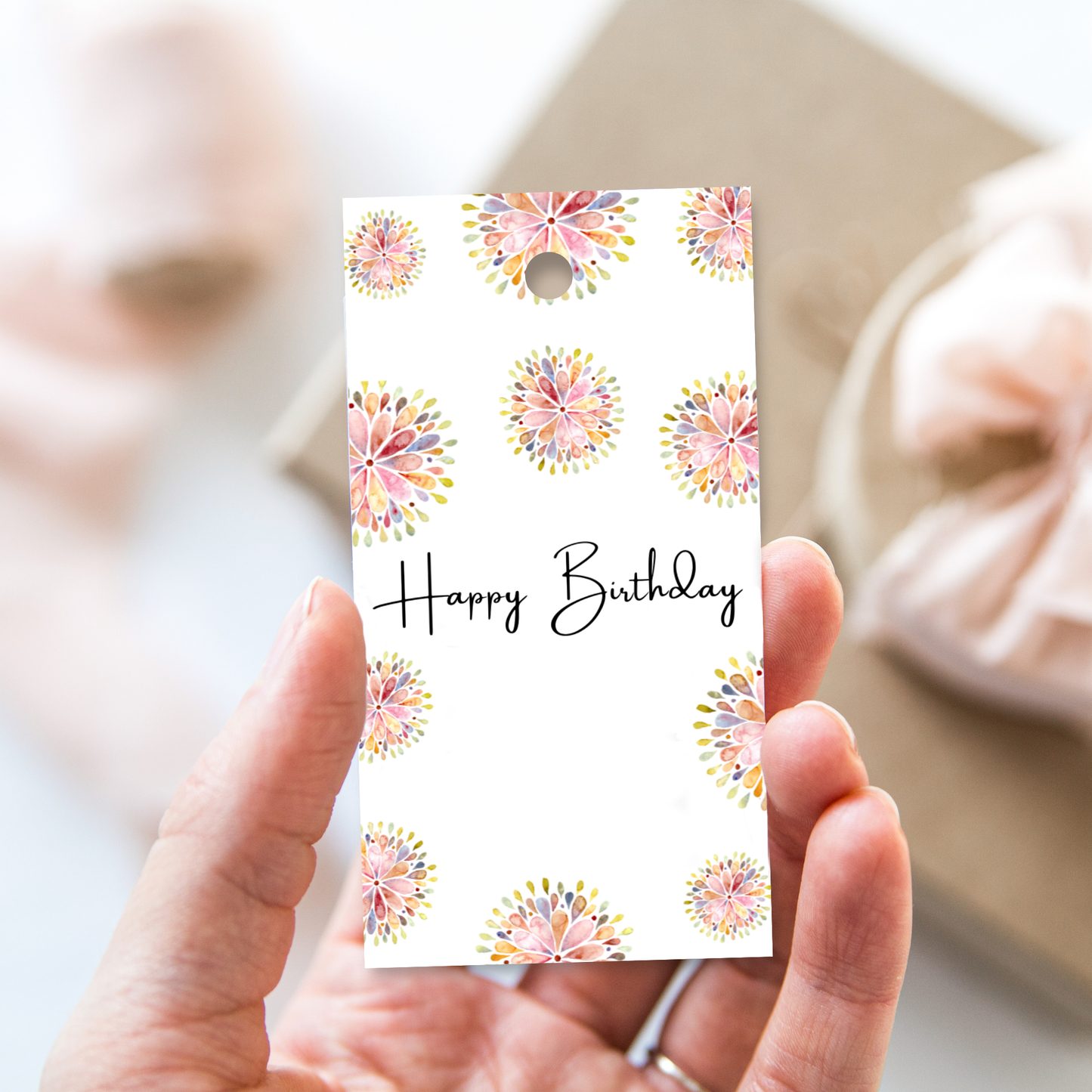 Printable Birthday Gift Tag - Flowers