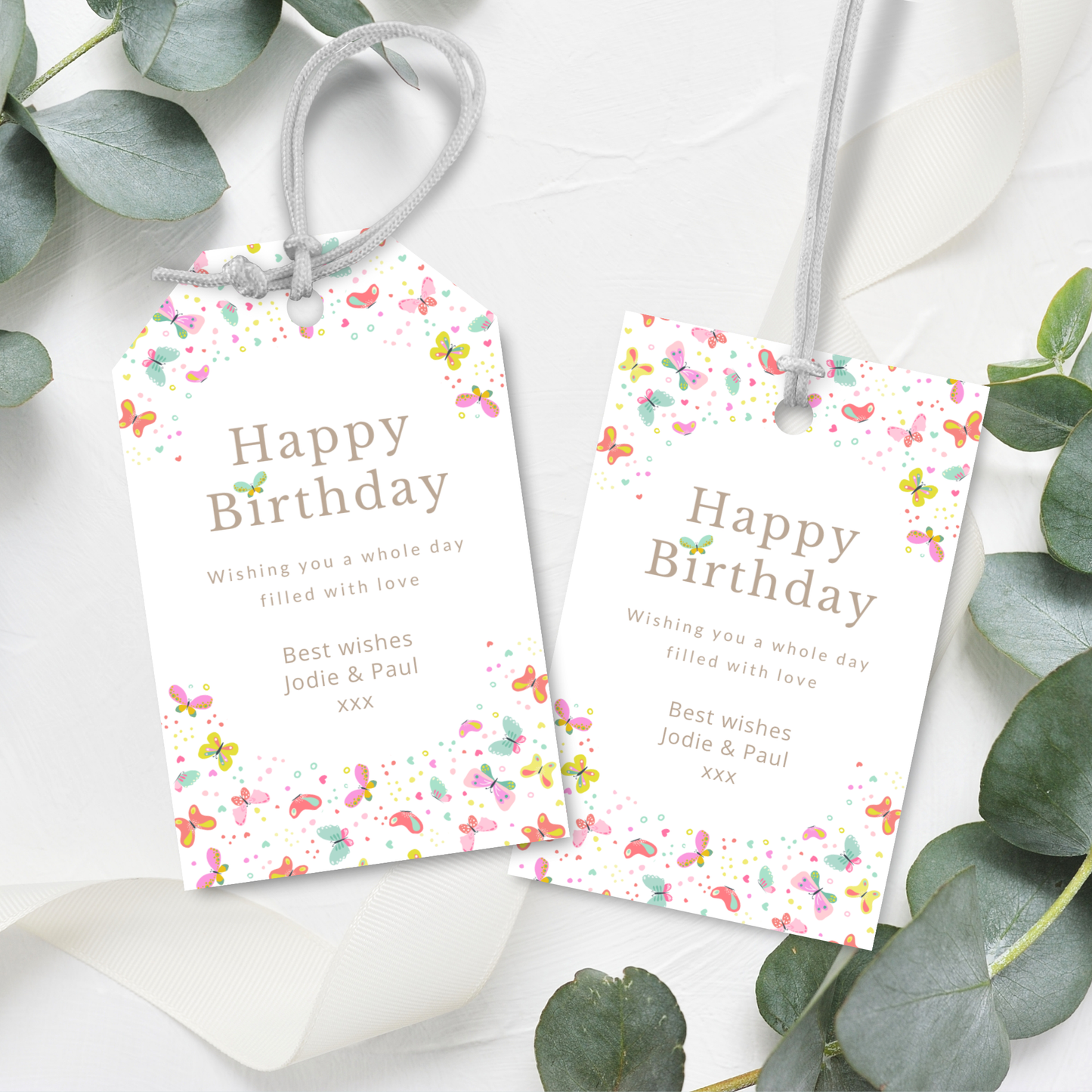 Editable Birthday Gift Tag - Butterflies