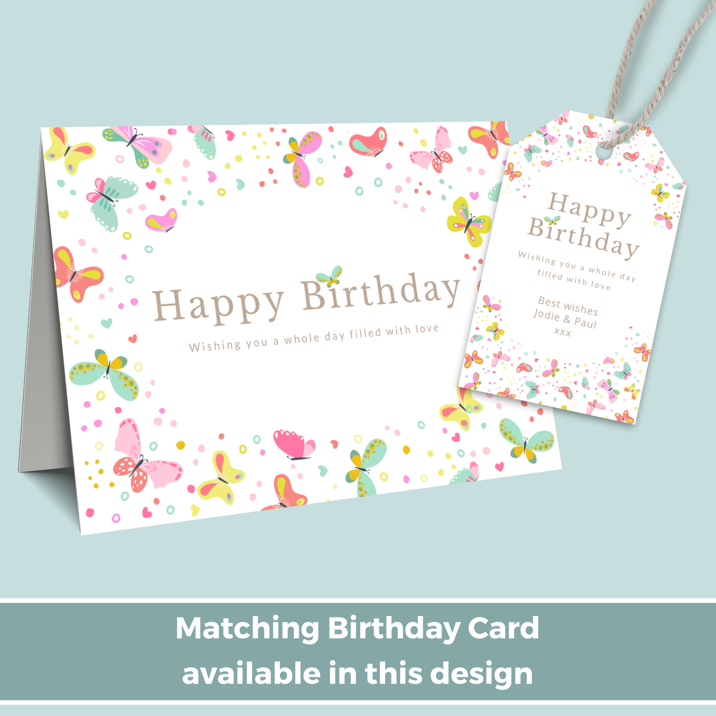 Editable Birthday Gift Tag - Butterflies