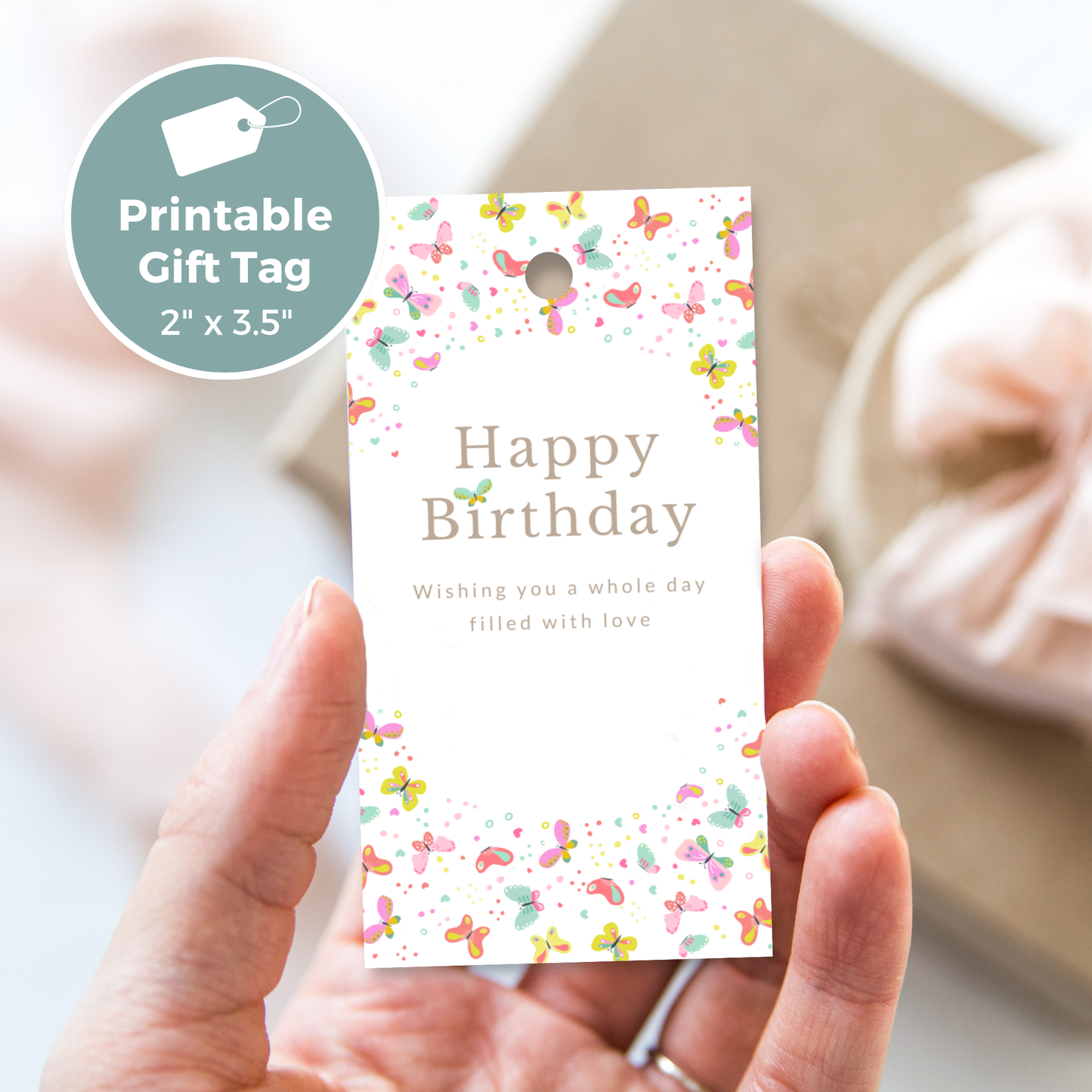 Printable Birthday Gift Tag - Butterflies