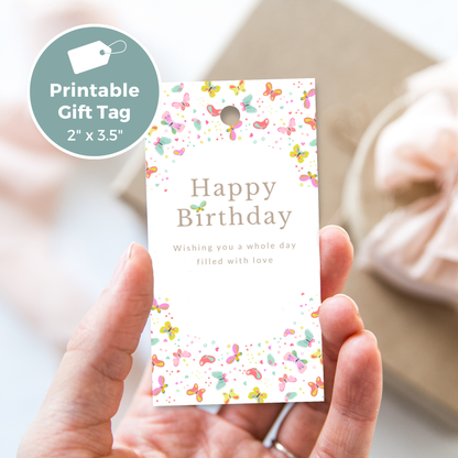 Printable Birthday Gift Tag - Butterflies
