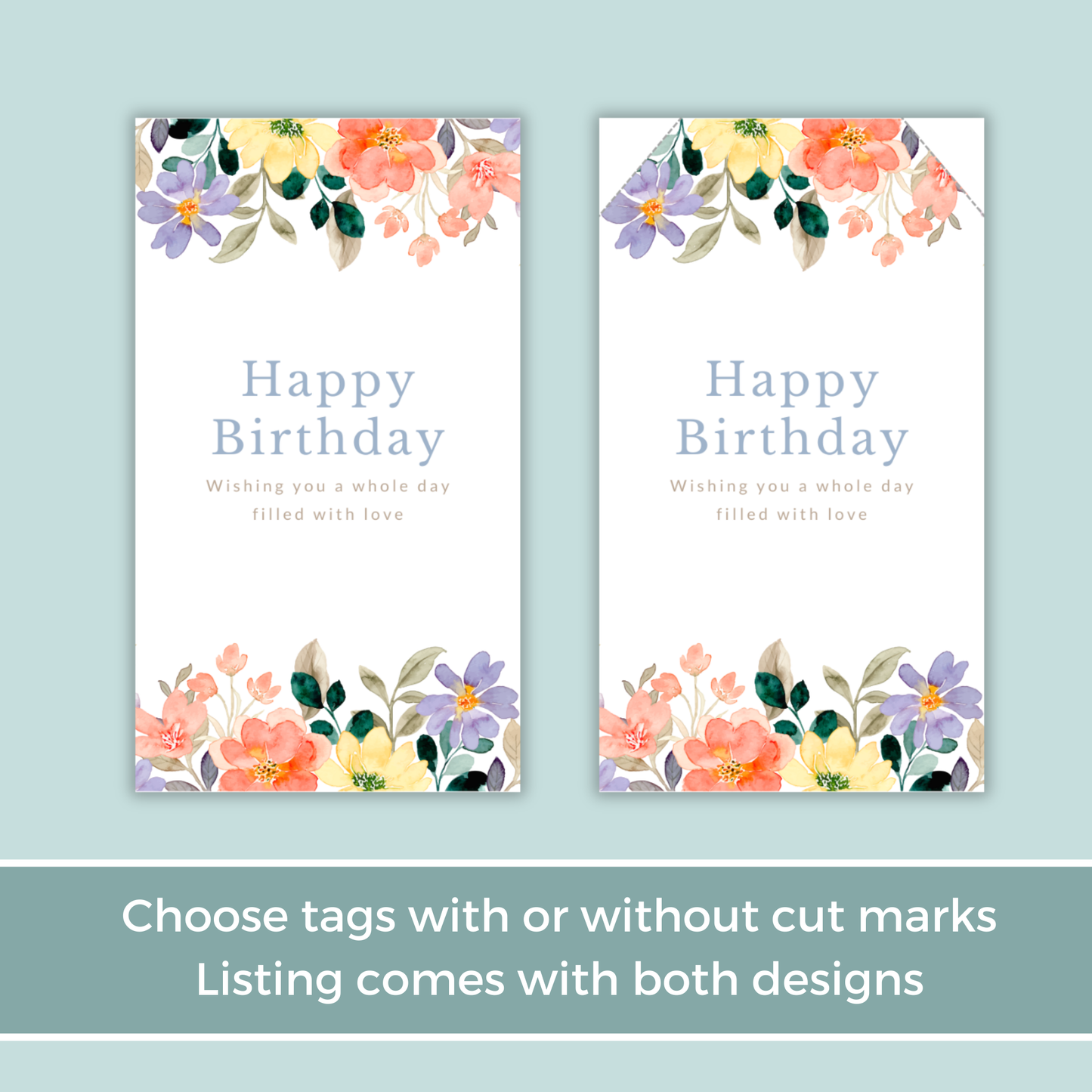 Printable Birthday Gift Tag - Flowers