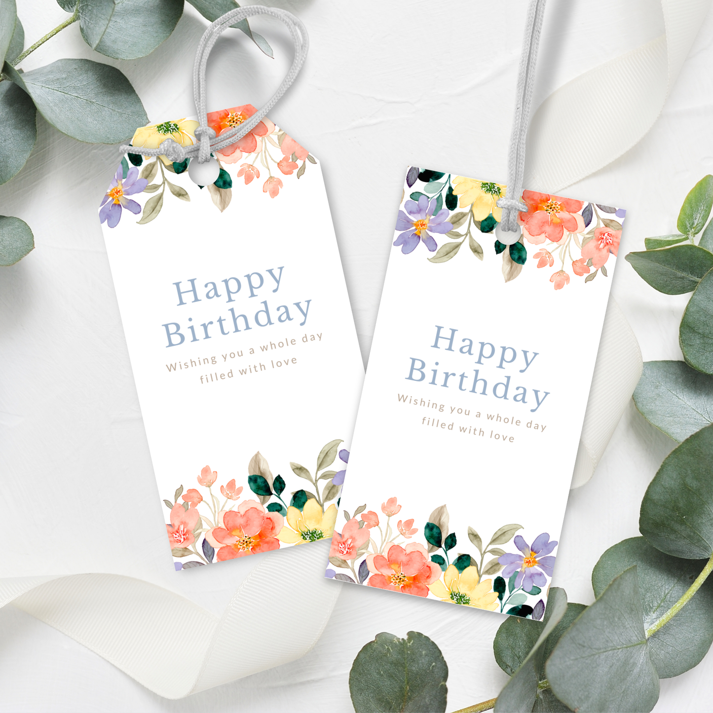 Printable Birthday Gift Tag - Flowers