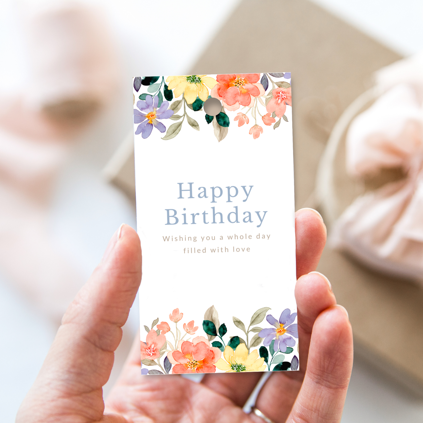 Printable Birthday Gift Tag - Flowers