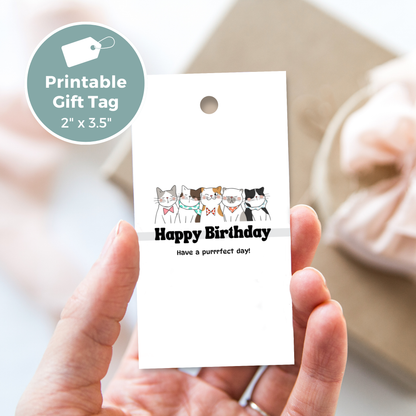 Printable Birthday Gift Tag - Cat