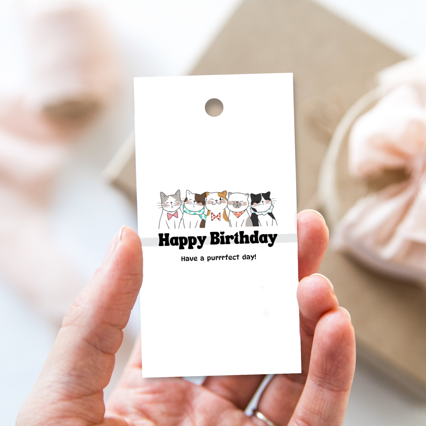 Printable Birthday Gift Tag - Cat