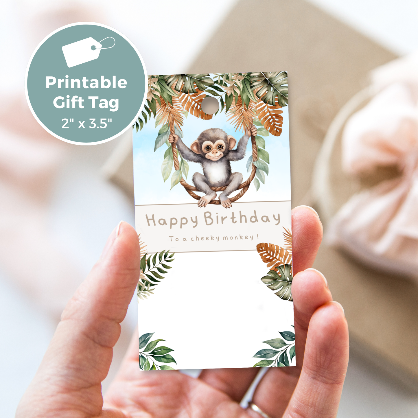 Printable Birthday Gift Tag - Cheeky Monkey