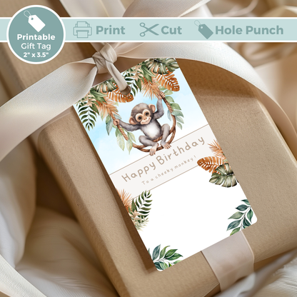 Printable Birthday Gift Tag - Cheeky Monkey