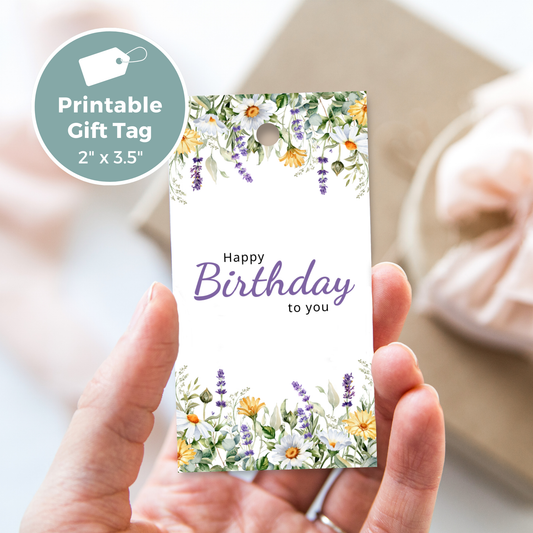 Printable Birthday Gift Tag - Flowers