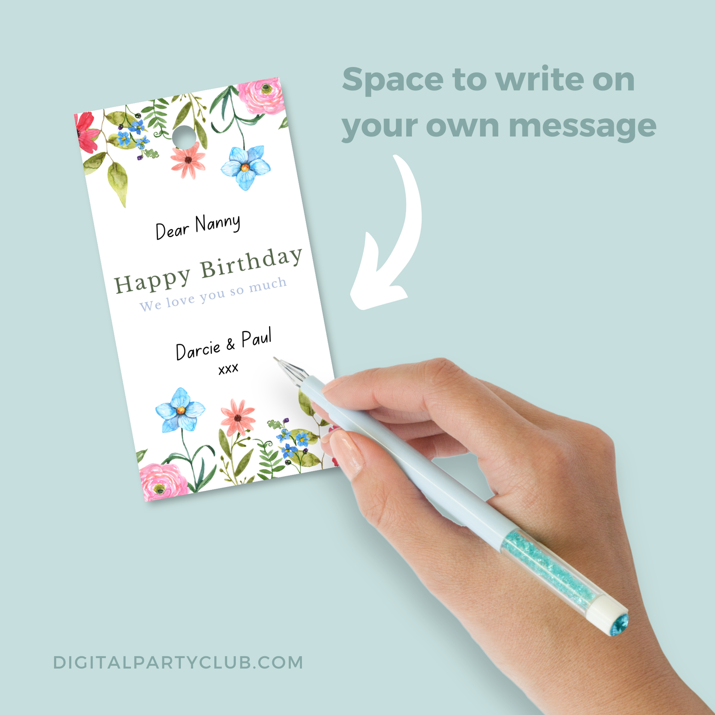 Printable Birthday Gift Tag - Flowers