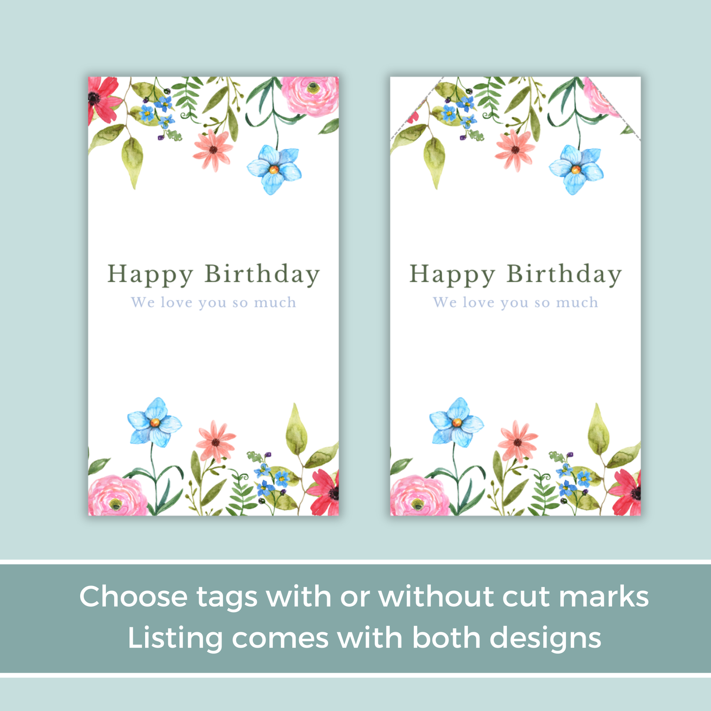 Printable Birthday Gift Tag - Flowers