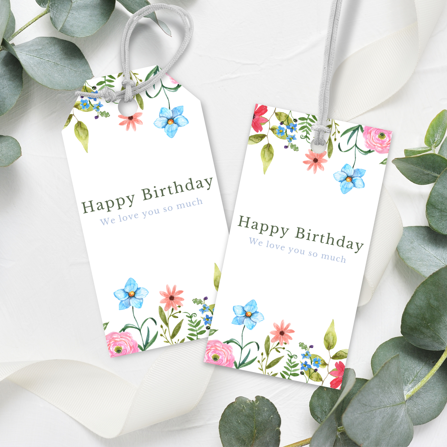 Printable Birthday Gift Tag - Flowers