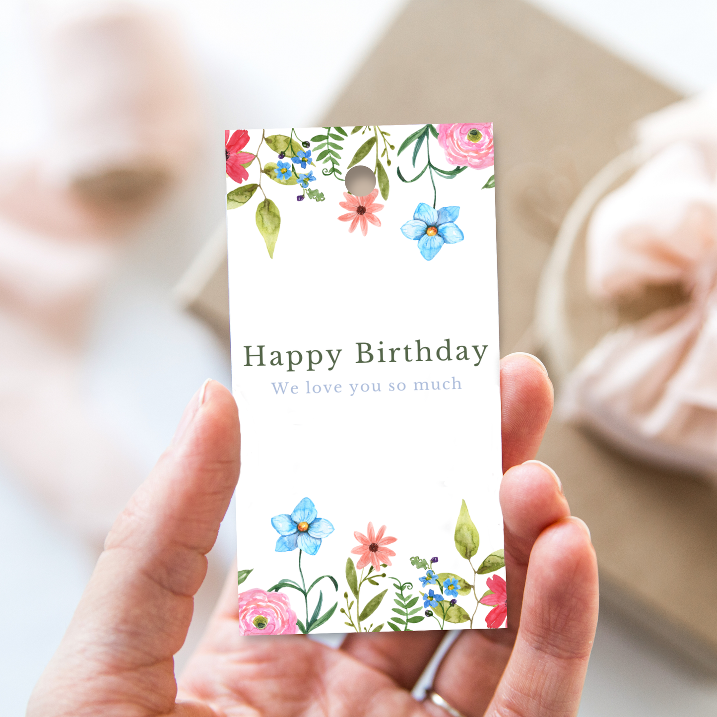 Printable Birthday Gift Tag - Flowers