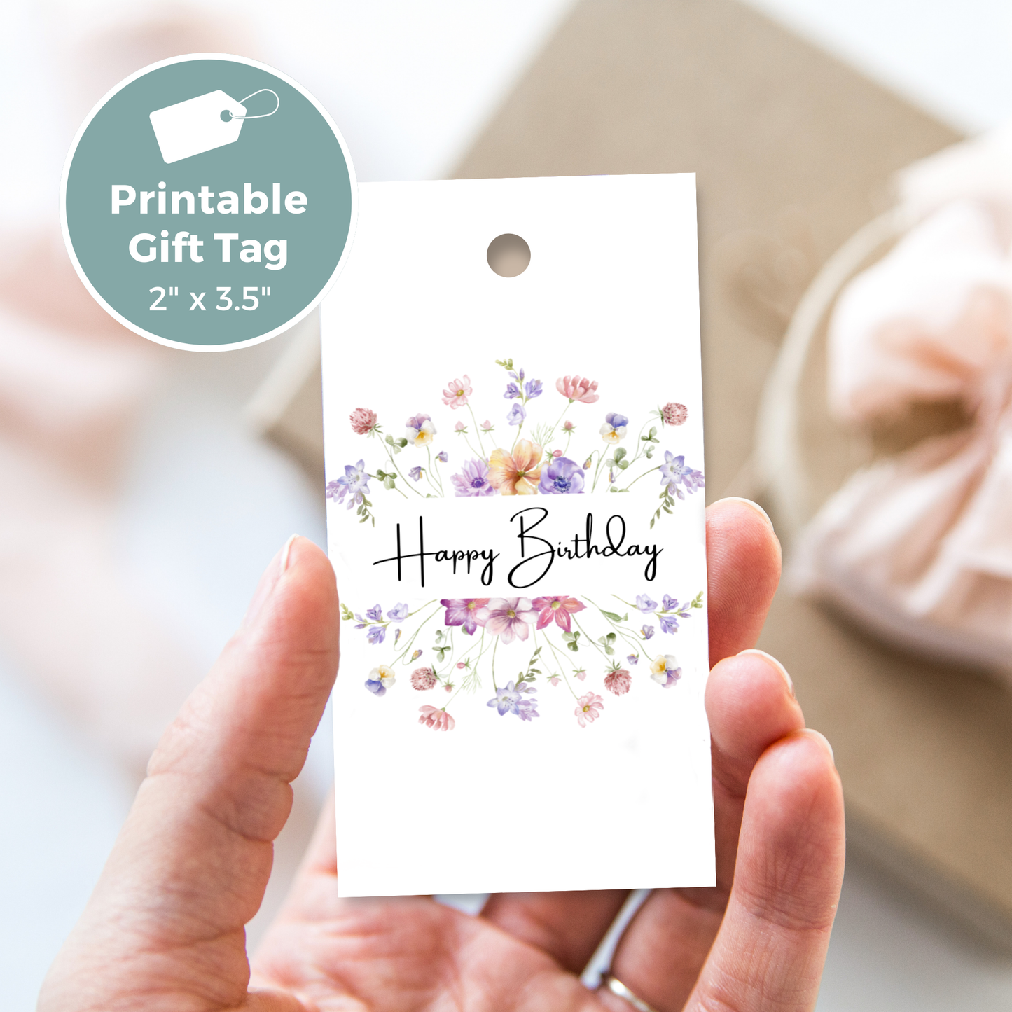 Printable Birthday Gift Tag - Wild Flowers