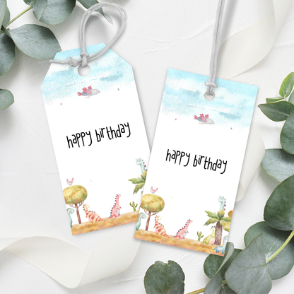 Printable Birthday Gift Tag - Watercolour Dinosaur