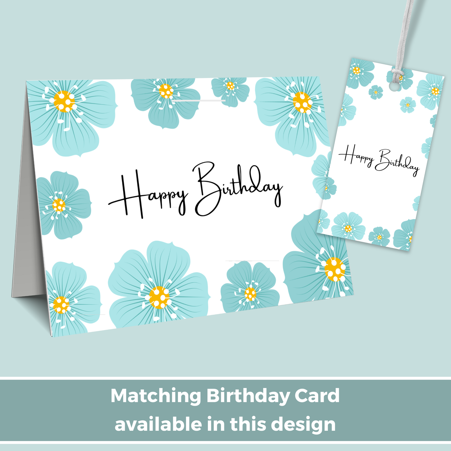 Printable Birthday Gift Tag - Blue Flowers