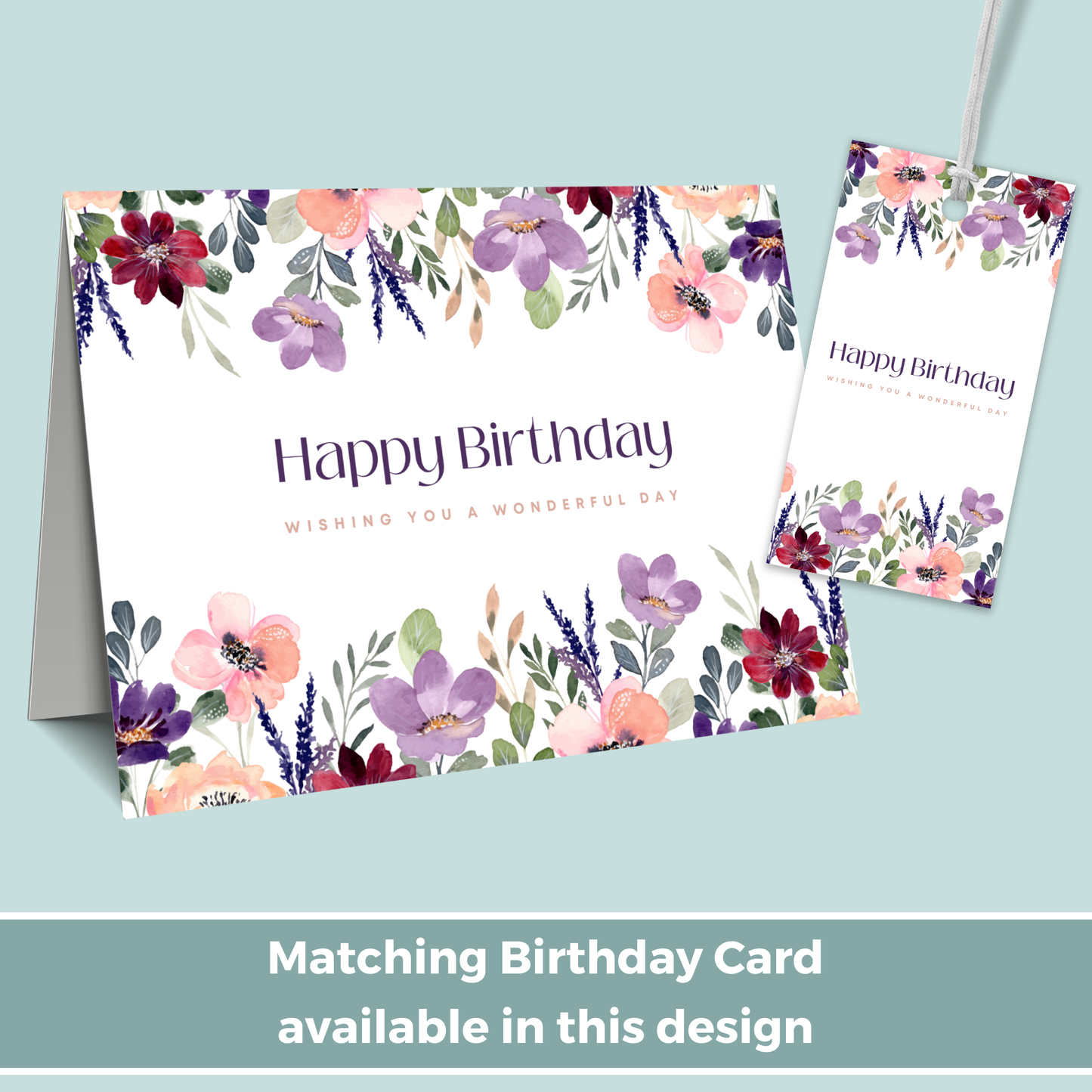 Printable Birthday Gift Tag - Purple Flowers