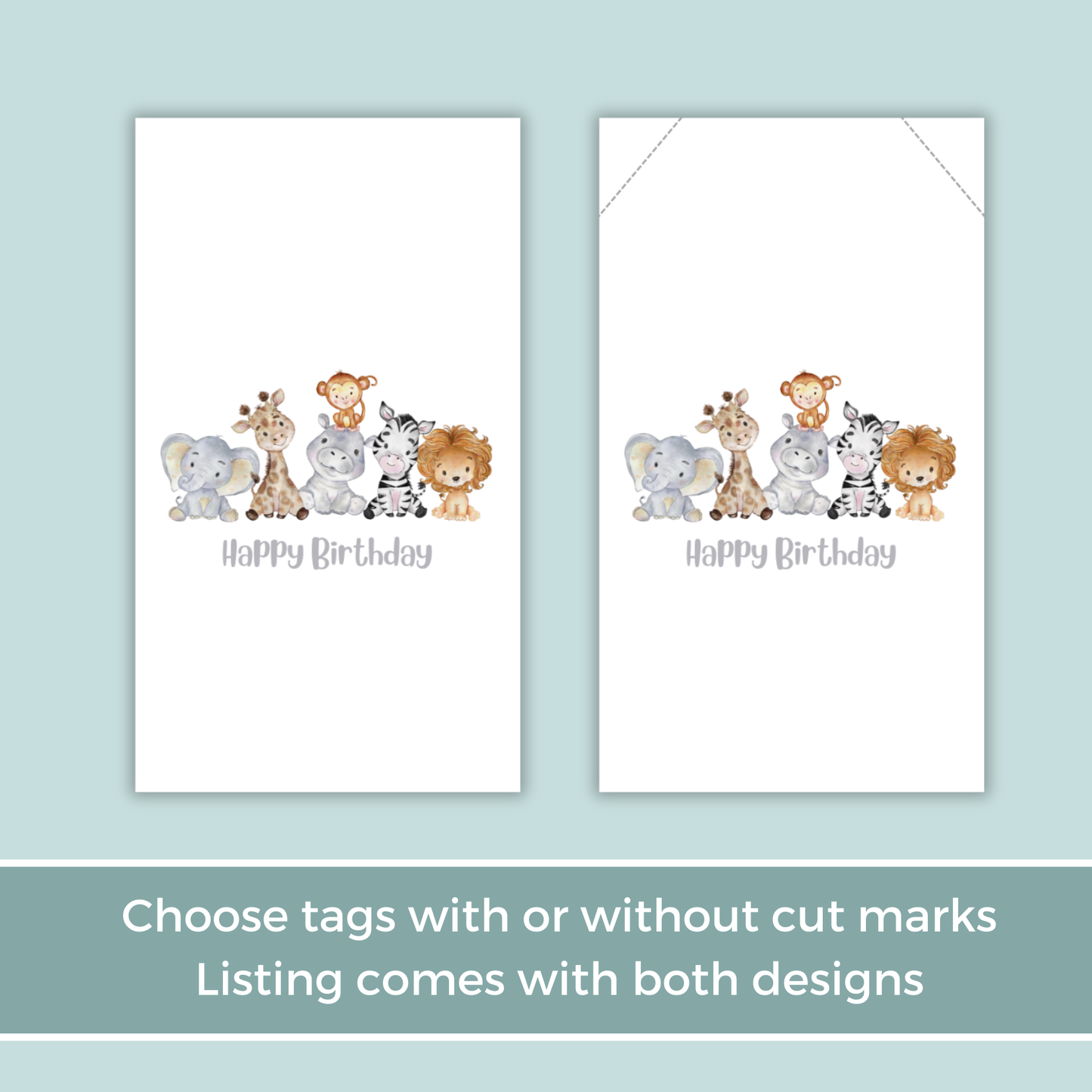 Printable Birthday Gift Tag - Safari Animals