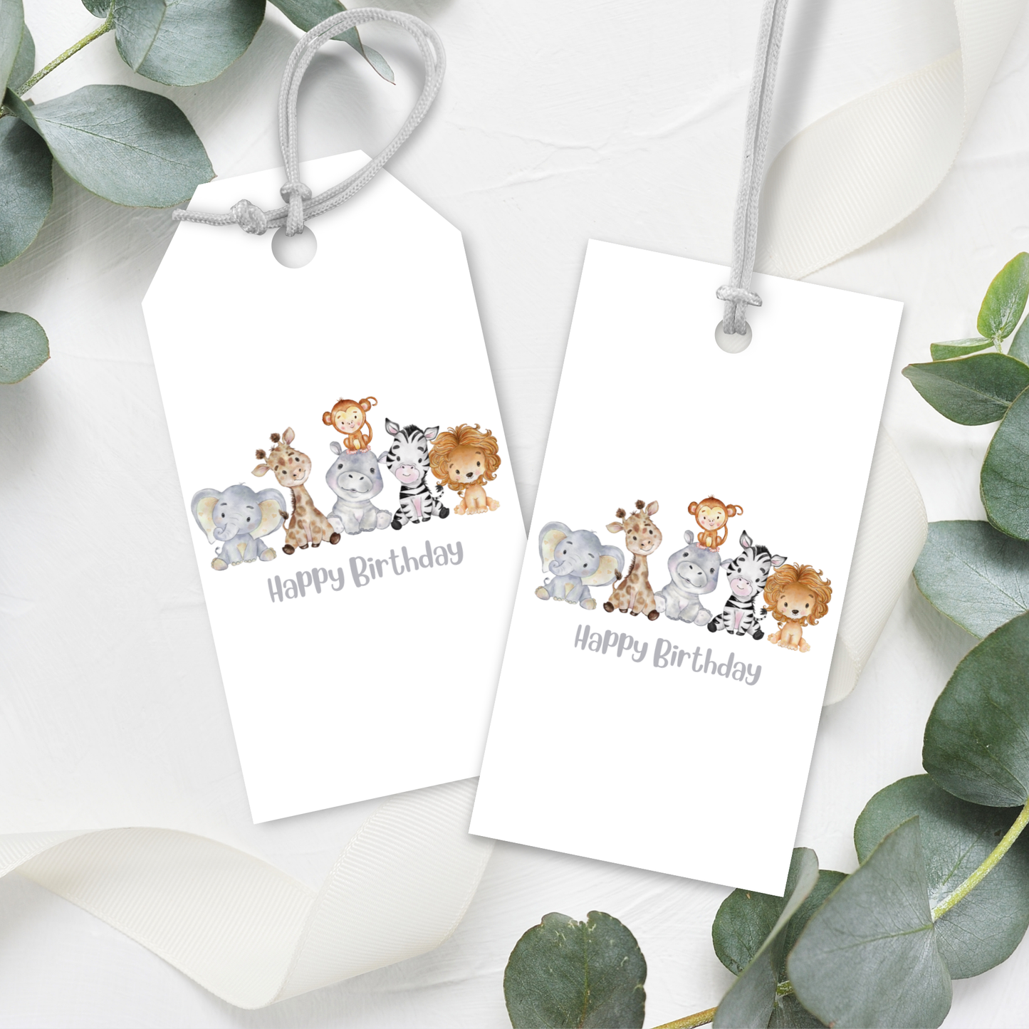 Printable Birthday Gift Tag - Safari Animals