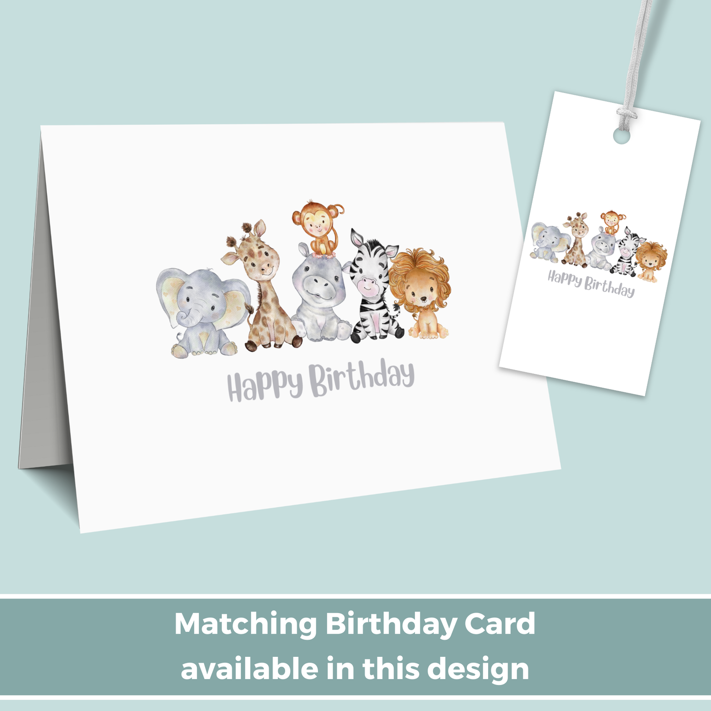 Printable Birthday Gift Tag - Safari Animals