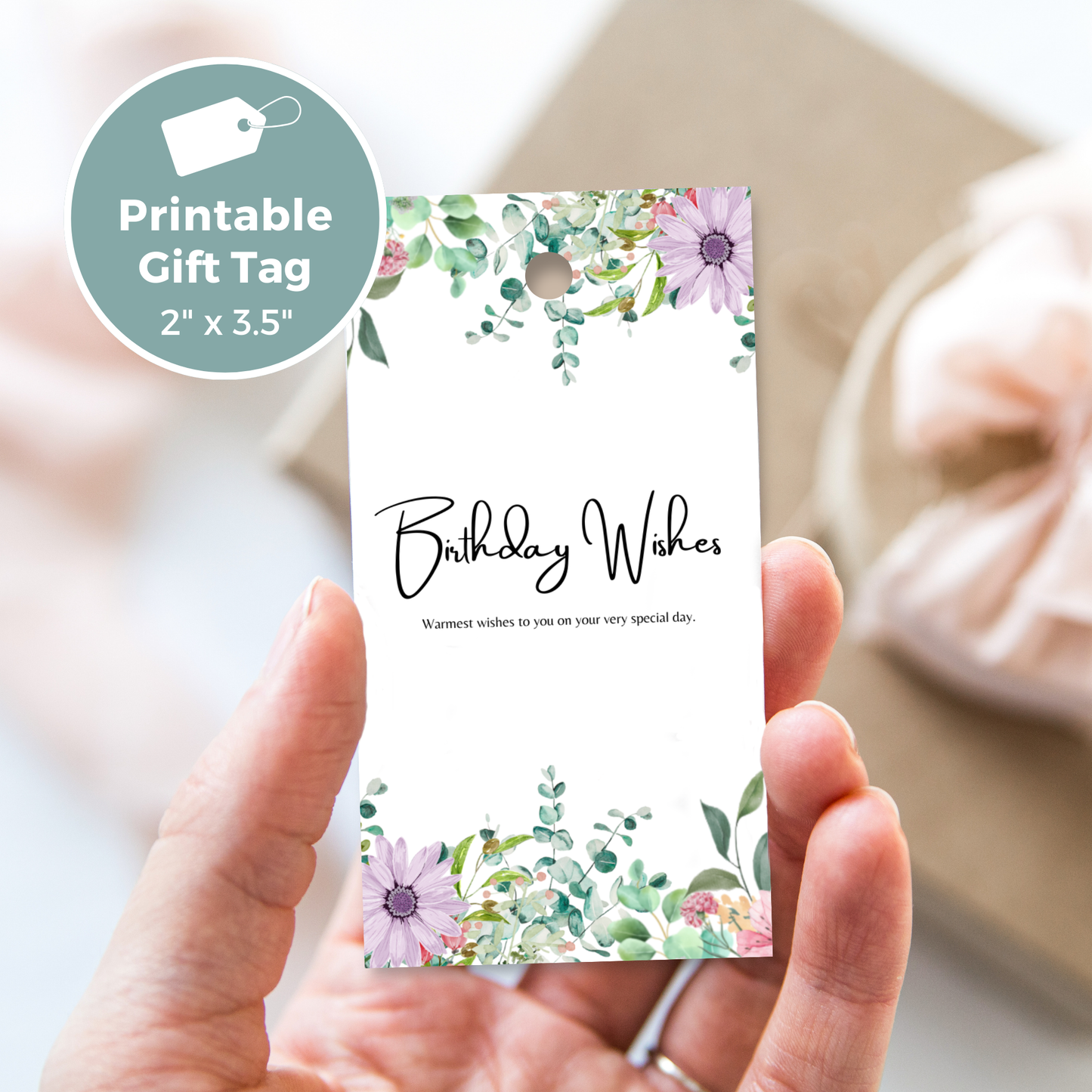 Printable Birthday Gift Tag - Floral