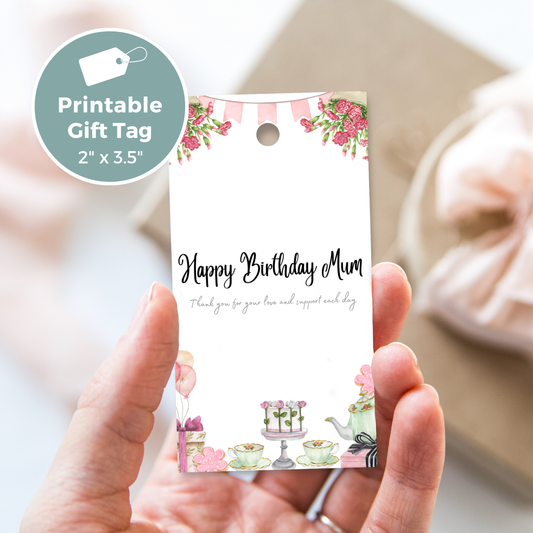 Printable Birthday Gift Tag - Tea Party