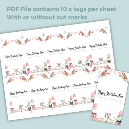 Printable Birthday Gift Tag - Tea Party