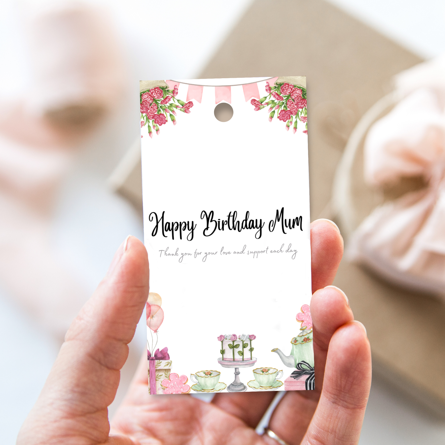 Printable Birthday Gift Tag - Tea Party