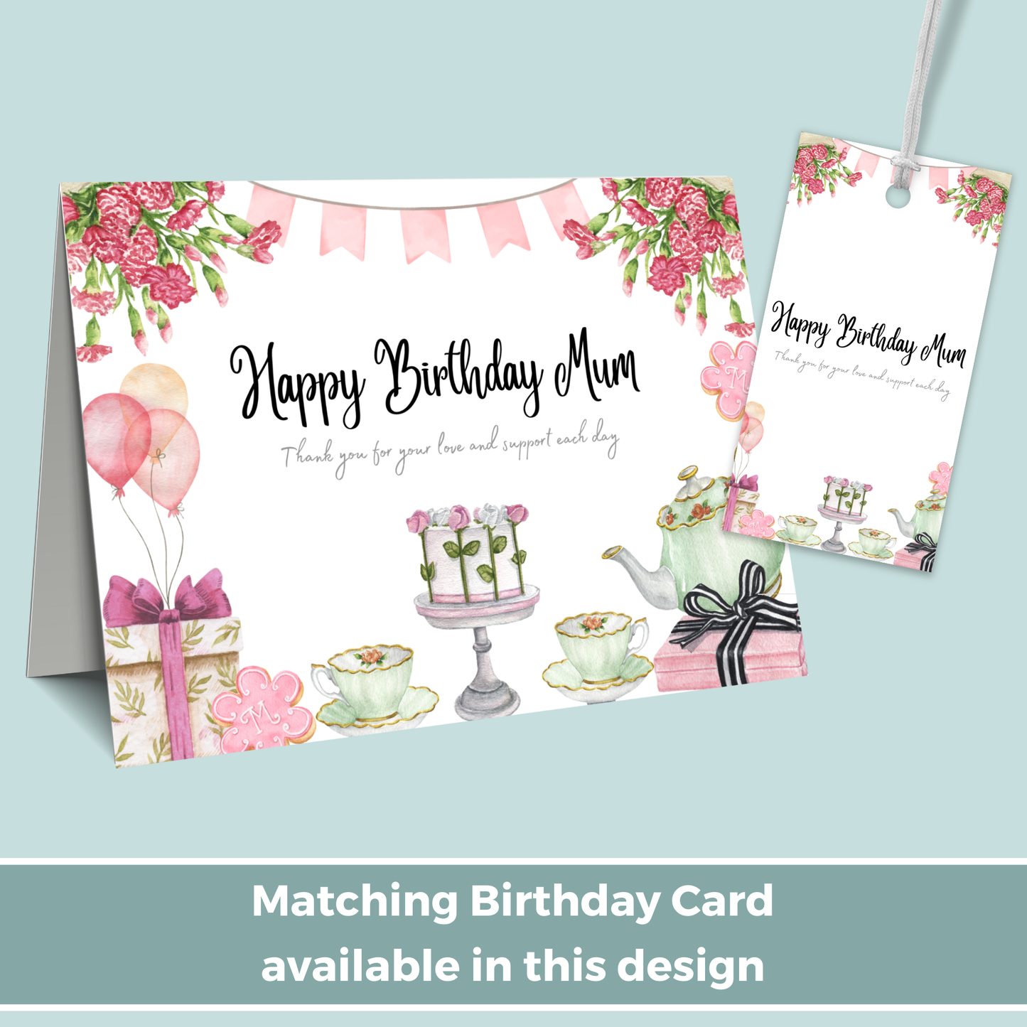 Printable Birthday Gift Tag - Tea Party