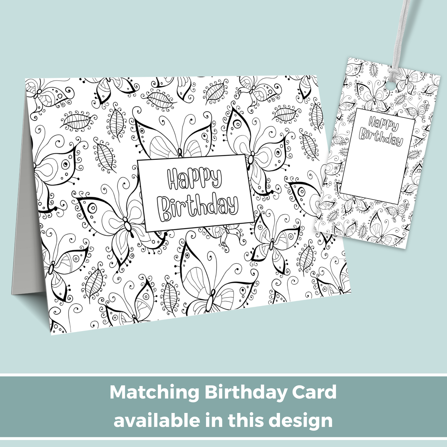 Printable Birthday Gift Tag - Colour In Butterfly