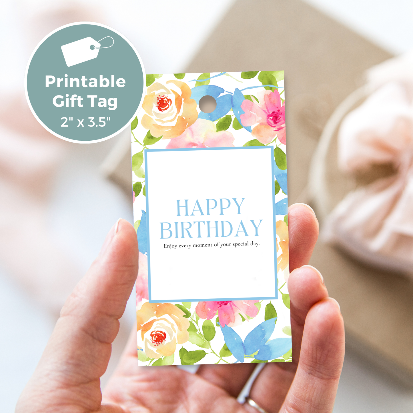 Printable Birthday Gift Tag - Floral