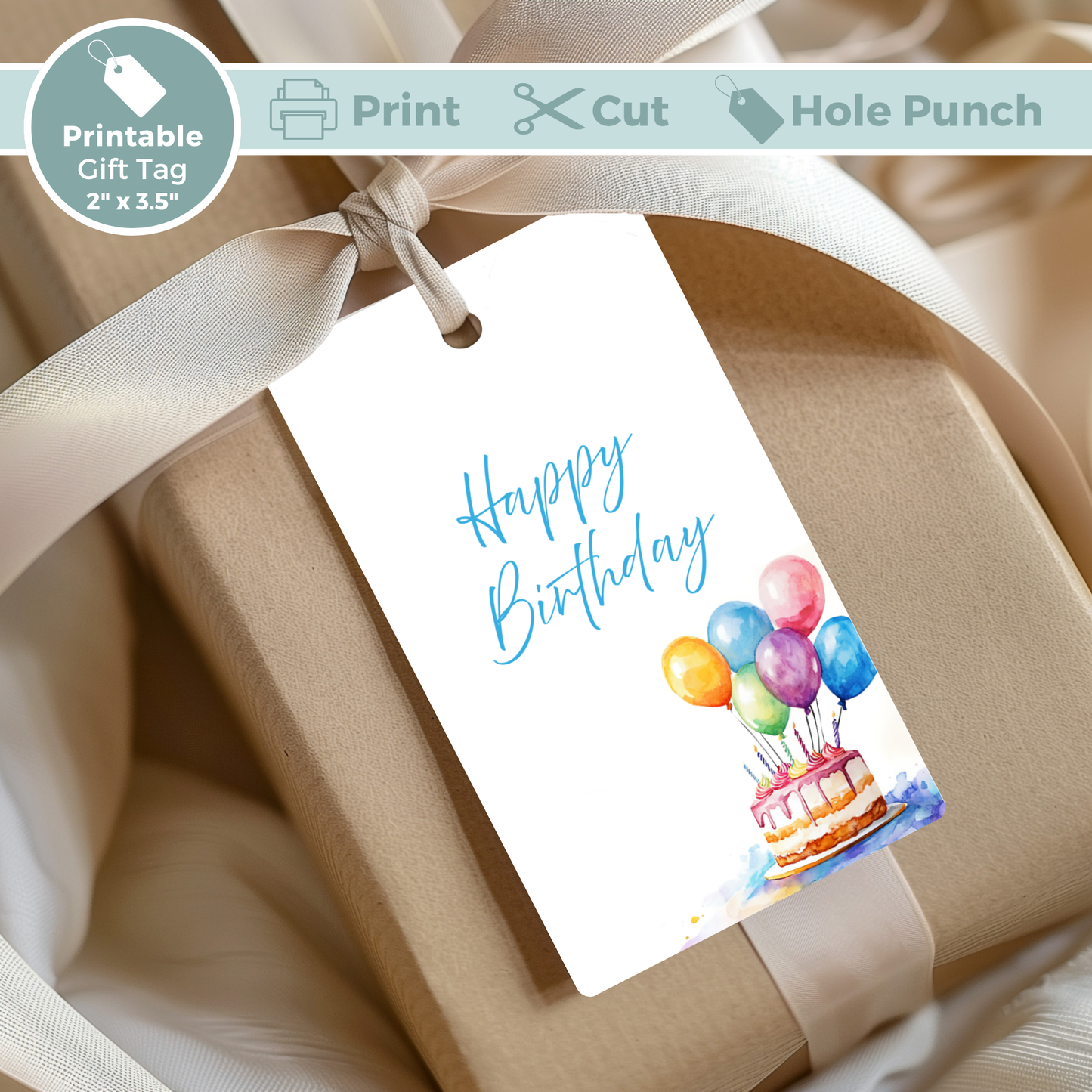 Printable Birthday Gift Tag - Floral