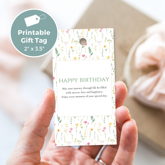 Printable Birthday Gift Tag - Pretty Flowers