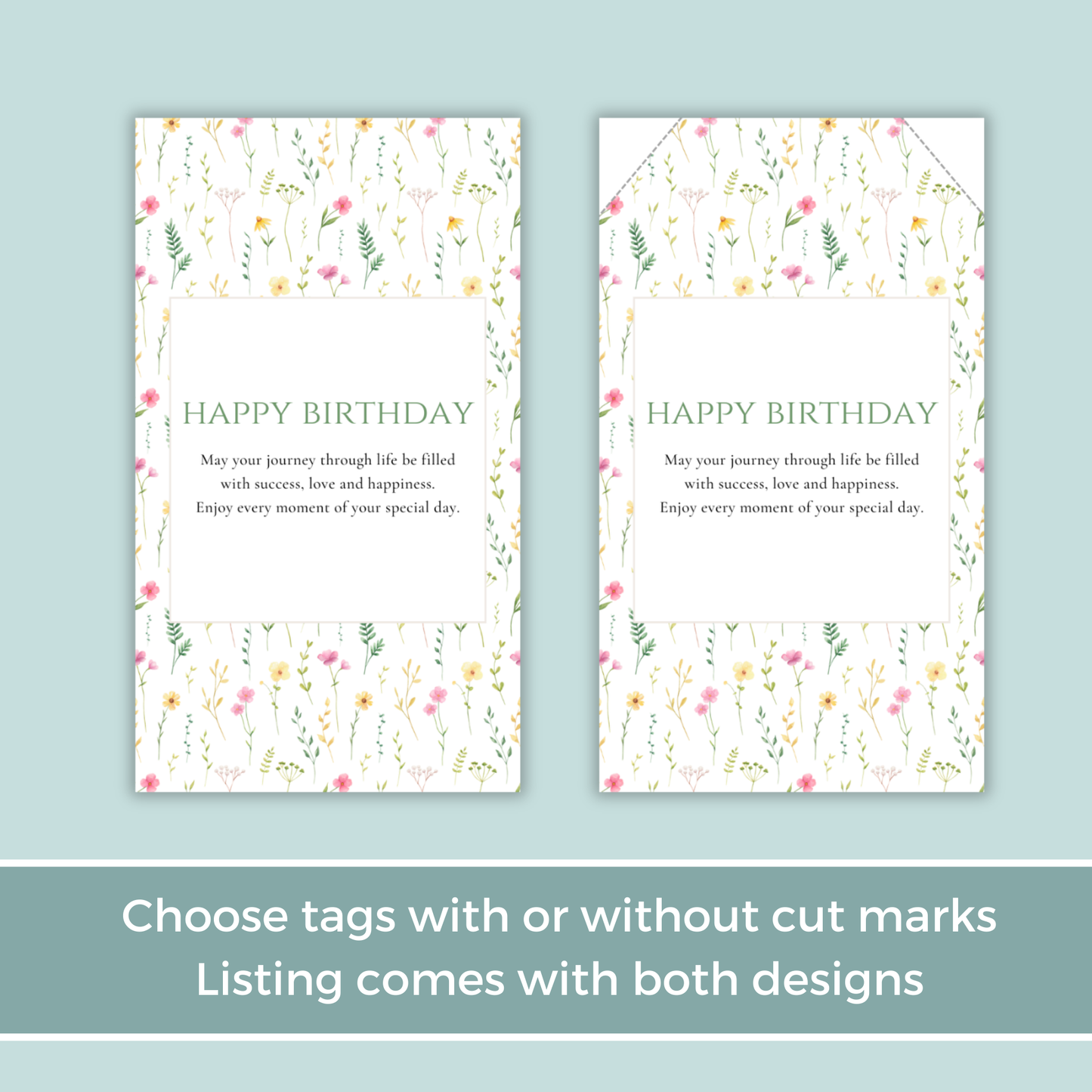 Printable Birthday Gift Tag - Pretty Flowers