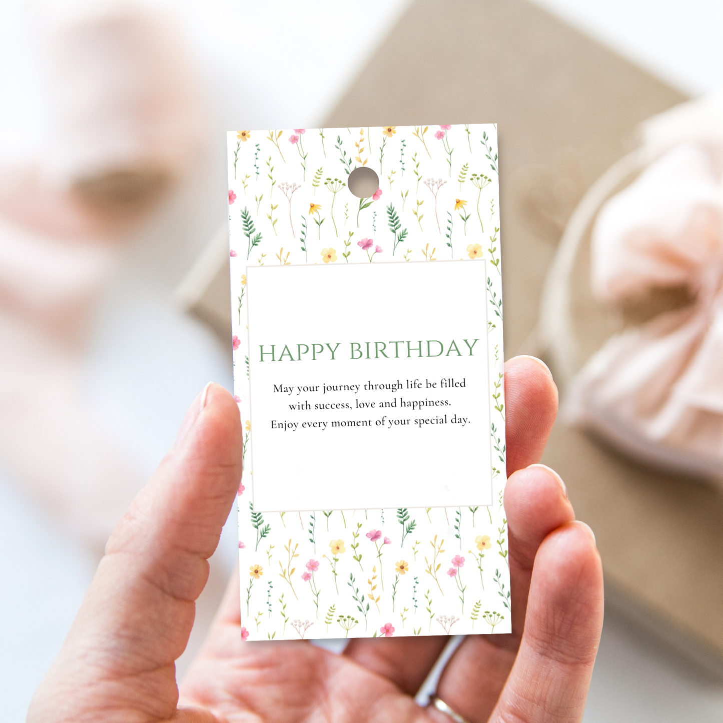 Printable Birthday Gift Tag - Pretty Flowers