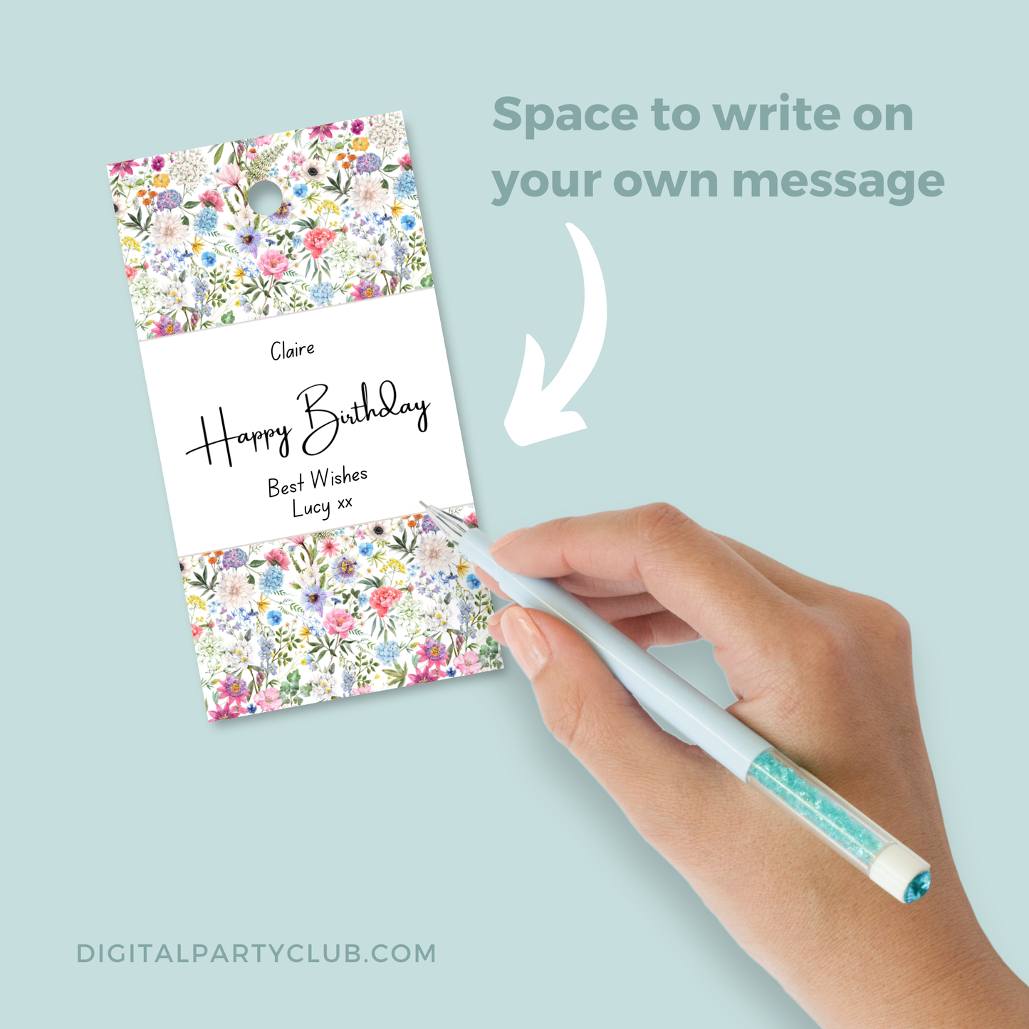 Printable Birthday Gift Tag - Floral Design