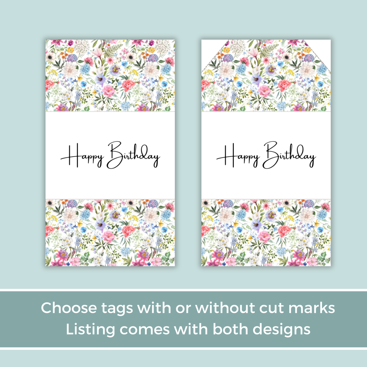 Printable Birthday Gift Tag - Floral Design