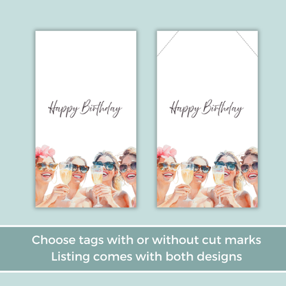 Printable Birthday Gift Tag - Ladies Drinking Champagne
