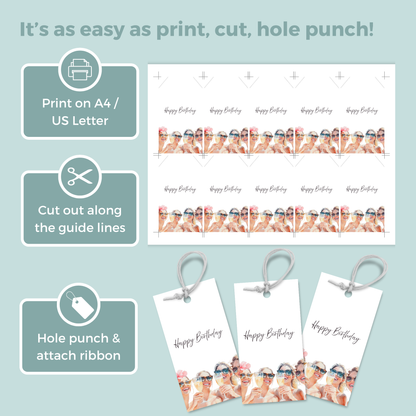 Printable Birthday Gift Tag - Ladies Drinking Champagne