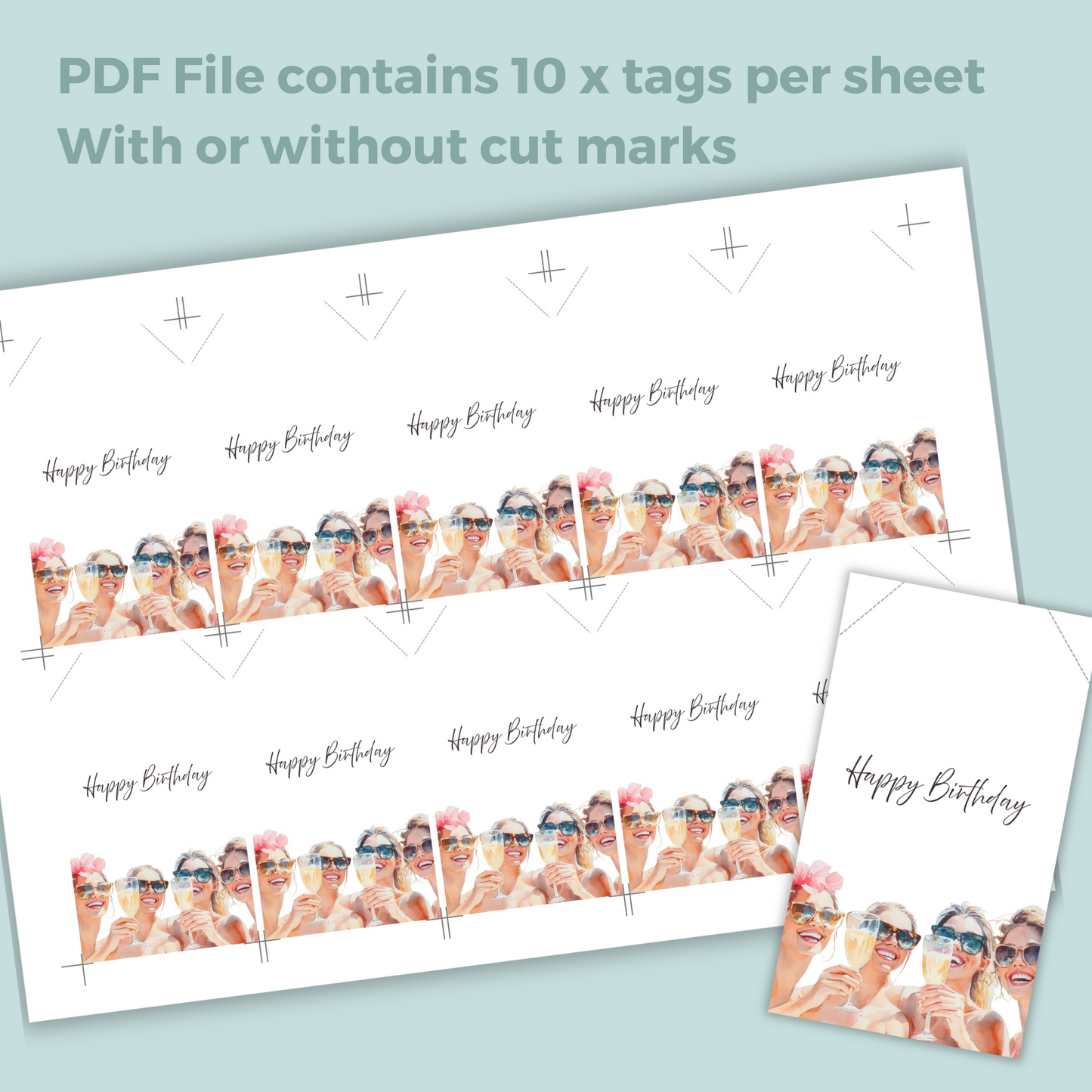 Printable Birthday Gift Tag - Ladies Drinking Champagne