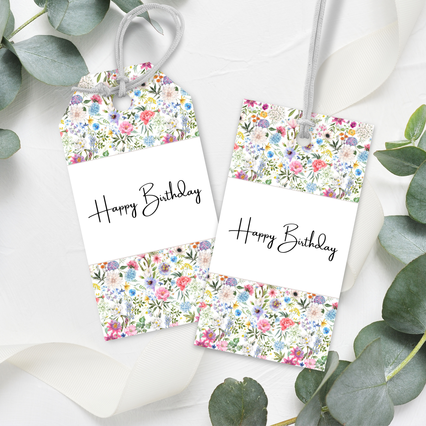 Printable Birthday Gift Tag - Floral Design