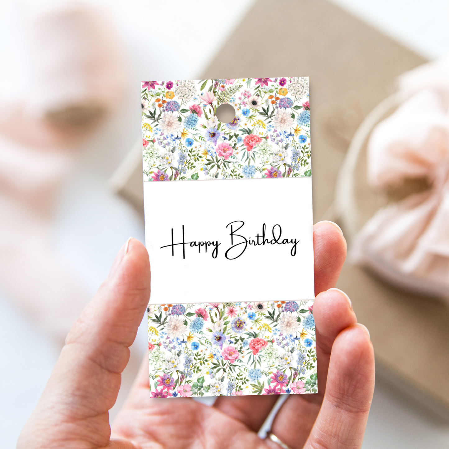 Printable Birthday Gift Tag - Floral Design