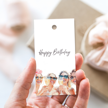 Printable Birthday Gift Tag - Ladies Drinking Champagne