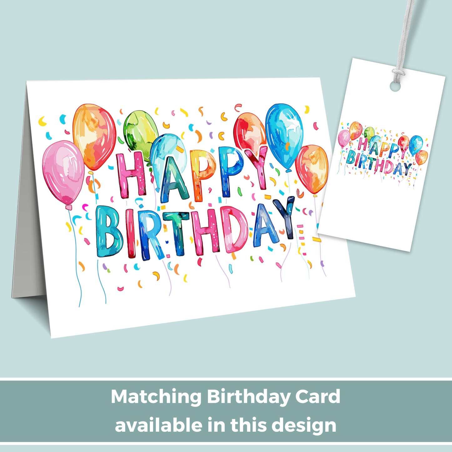 Printable Birthday Gift Tag - Vibrant Balloons