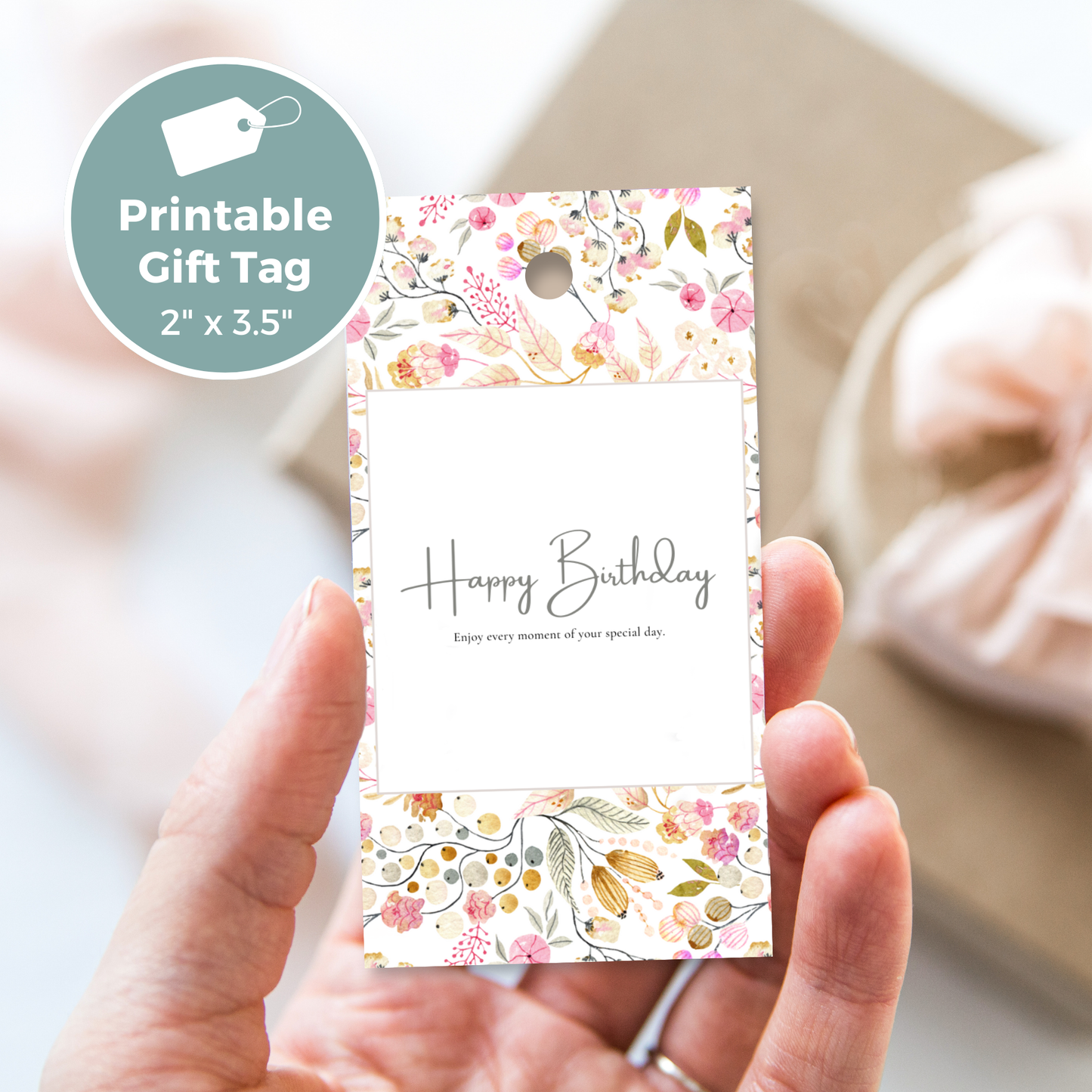 Printable Birthday Gift Tag - Floral